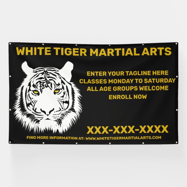 Personalized White Tiger Martial Arts Customize Banner (Horizontal)