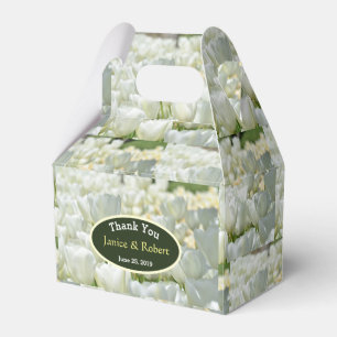 Personalized White Tulip Wedding Favor Box