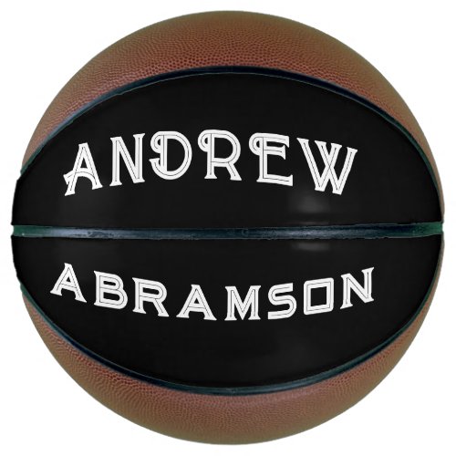 Personalized White Type On Black Basketball