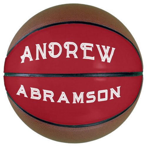 Personalized White Type On Red Basketball