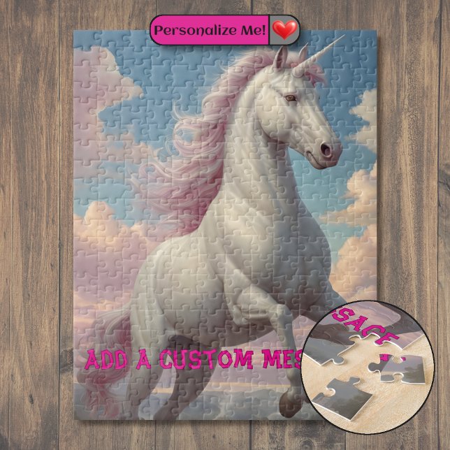 Personalized White Unicorn Clouds Jigsaw Puzzle (White Unicorn Clouds Jigsaw Puzzle)