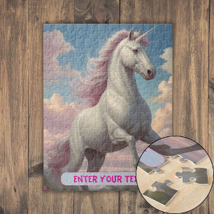 Personalized White Unicorn Clouds Jigsaw Puzzle