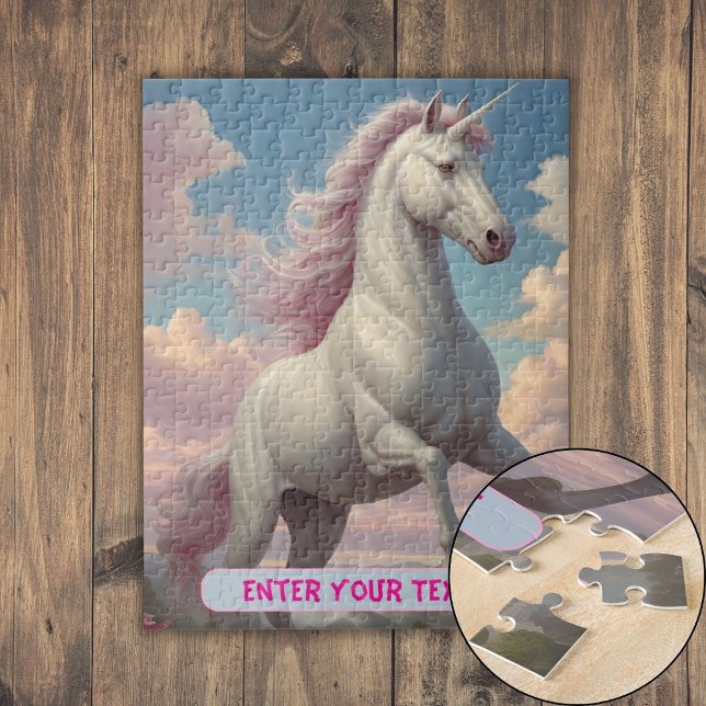 Personalized White Unicorn Clouds Jigsaw Puzzle (Personalized White Unicorn Clouds Jigsaw Puzzle)