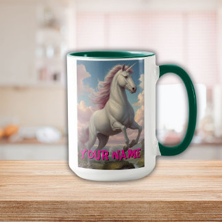 Personalized White Unicorn Clouds Mug