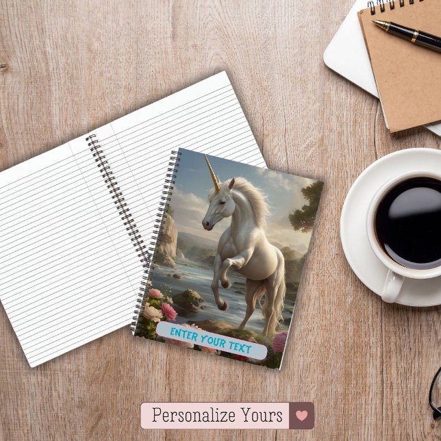 Personalized White Unicorn Flower Stream Notebook (Personalized White Unicorn Flower Stream Notebook)