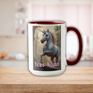 Personalized White Unicorn in Forest Mug