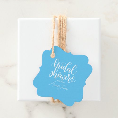 Personalized White Wedding Bridal Shower Blue Favor Tags