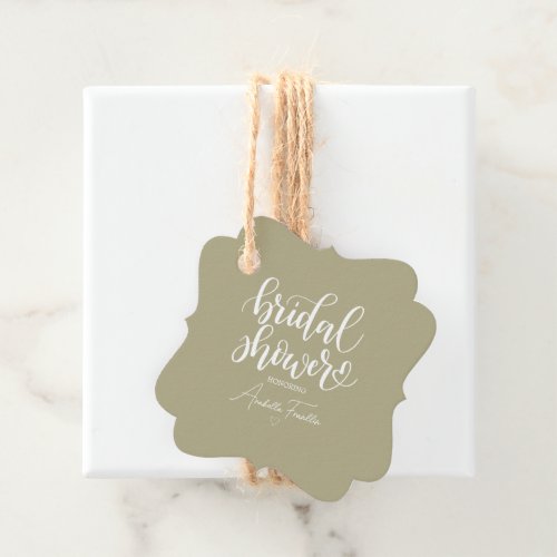 Personalized White Wedding Bridal Shower Green Favor Tags