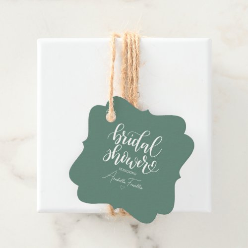 Personalized White Wedding Bridal Shower Green Favor Tags