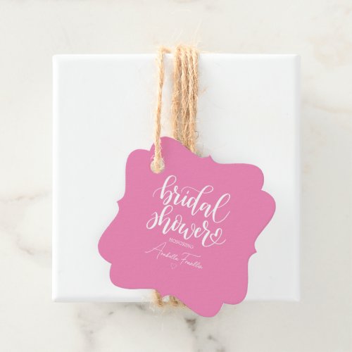 Personalized White Wedding Bridal Shower Pink Favor Tags