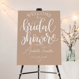 Personalized White Wedding Bridal Shower Taupe Foam Board