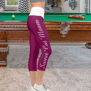 Personalized White Wine Custom Cat Text Diy Yoga Capri Leggings