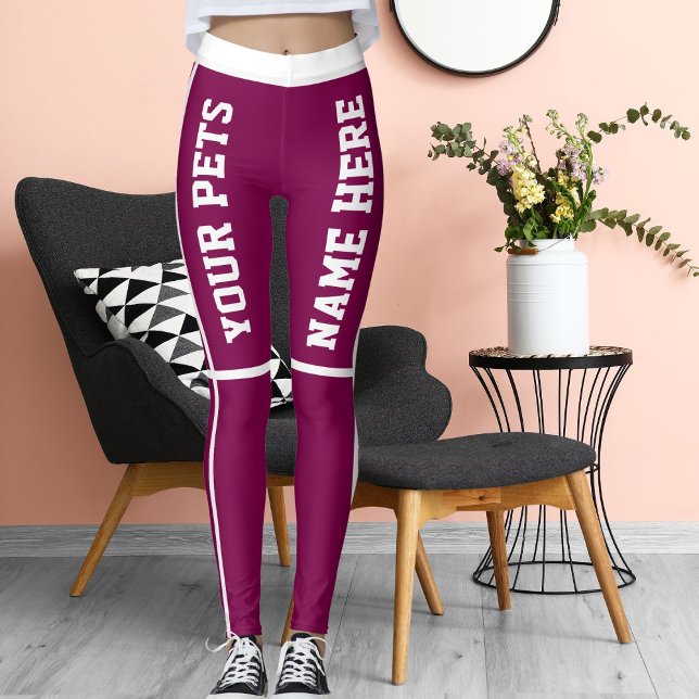 Personalized White Wine Stripes Pet Names Leggings (Creator Uploaded)