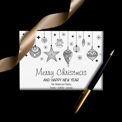 Personalized White with Black Christmas Baubles