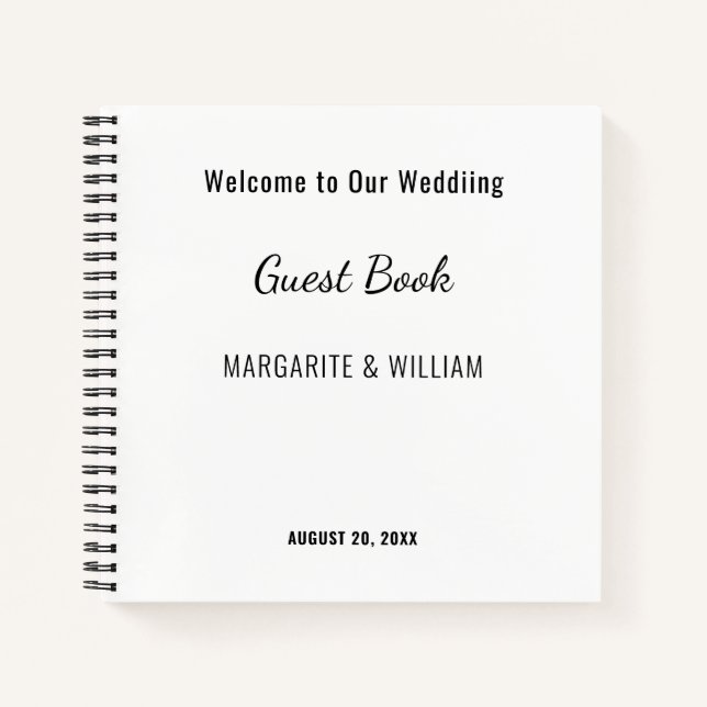 Personalized White with Black Guest Book (Front)