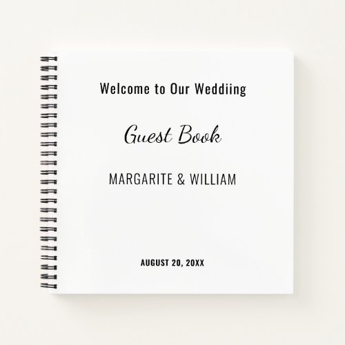 Personalized White with Black Guest Book