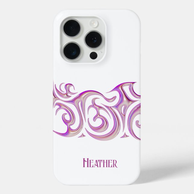 Personalized White with Pink 3D Chrome Case-Mate iPhone Case (Back)