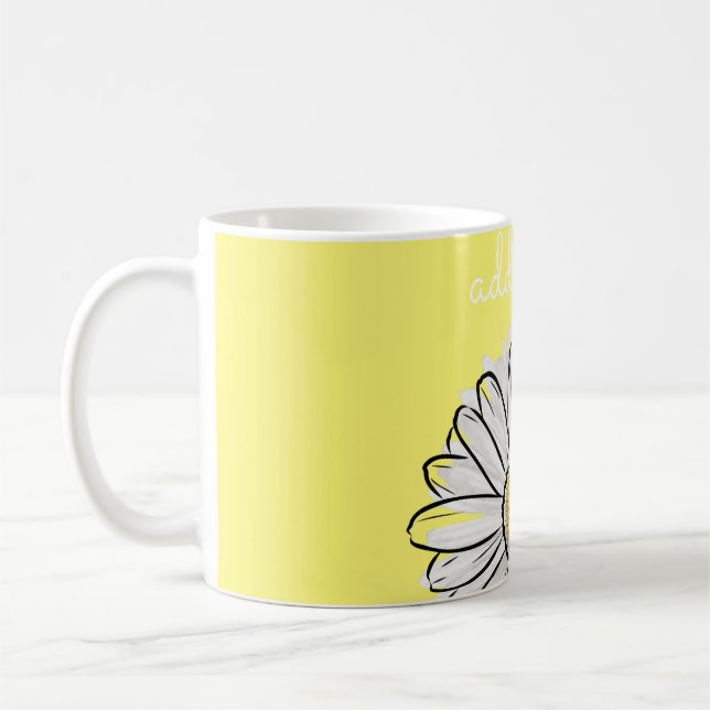Personalized White & Yellow Daisy Coffee Mug  (Left)