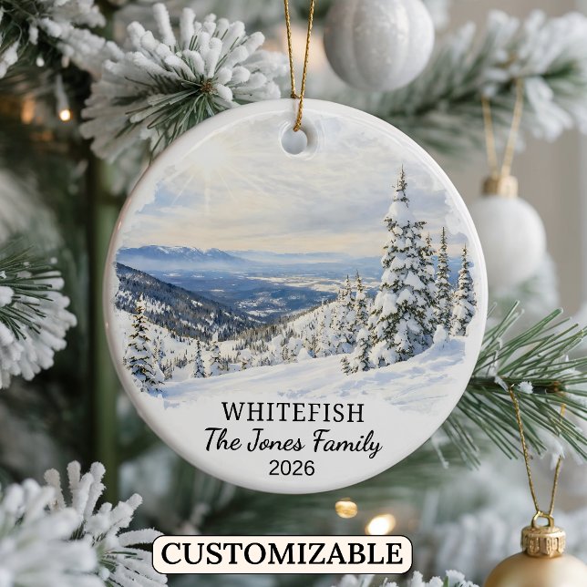 Personalized Whitefish Ornament, Custom Montana Ceramic Ornament (Creator Uploaded)