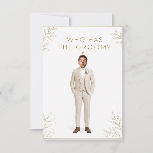 Personalized Who Has The Groom Bridal Shower Beige Thank You Card