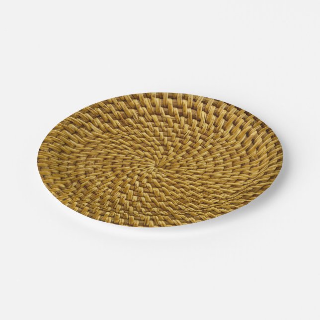 Personalized Wicker Look Bohemian Boho  Paper Plat Paper Plates (Angled)