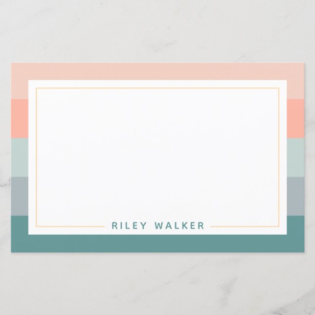 Personalized Wide Stripes Chic Stationery Paper (Front)