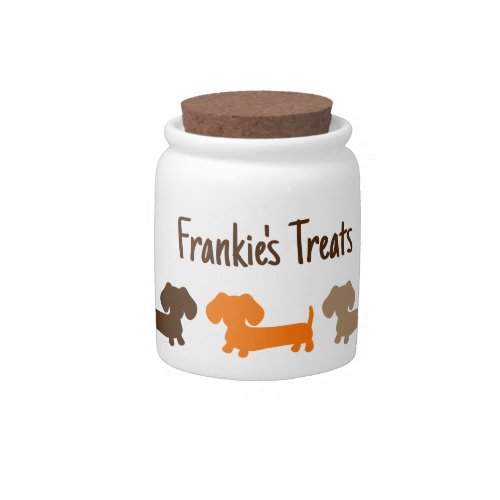 Personalized Wiener Dog Themed Gift Earthy Colors Candy Jar