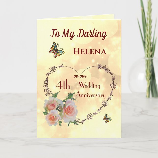 Personalized Wife 4th Anniversary Greeting Card (Front)