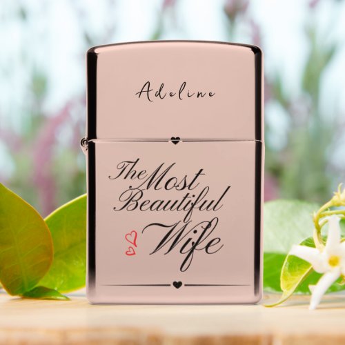 Personalized Wife Elegant Script  Zippo Lighter