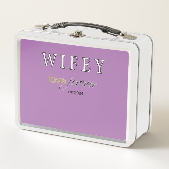Personalized Wifey eternal Love registration date Metal Lunch Box (Front)