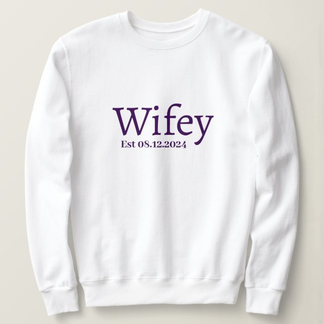 Personalized Wifey Stylish Modern Minimal Monogram Sweatshirt (Design Front)