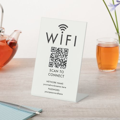 Personalized Wifi Password and Network QR Code Pedestal Sign