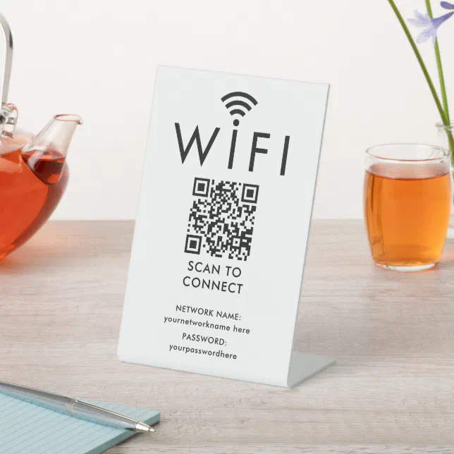 Personalized Wifi Password and Network QR Code Pedestal Sign | Zazzle