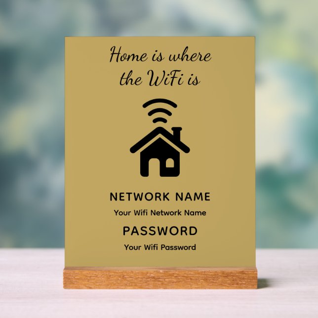 Personalized Wifi Password & Network for Guests  Acrylic Sign (Neutral)