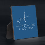 Personalized WiFi Password Sign Blue Plaque<br><div class="desc">Make it easy for guests to connect to your WiFi with this personalized blue plaque displaying your network name and password. The design features a modern blue background with white text and a customizable area for your network details. This version of the product is 5.25x5.25 inches and comes with an...</div>