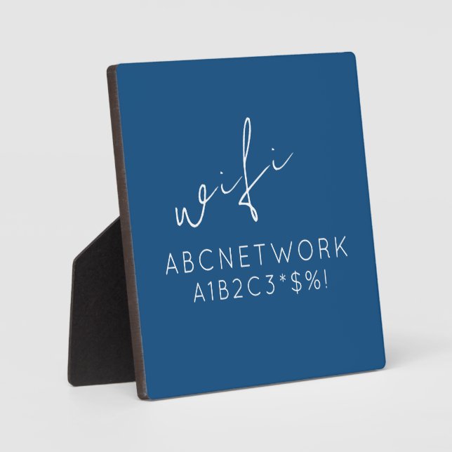 Personalized WiFi Password Sign Blue Plaque (Front)