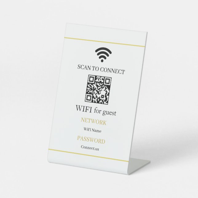 Personalized WiFi QR Code Network Display Pedestal Sign (Front)