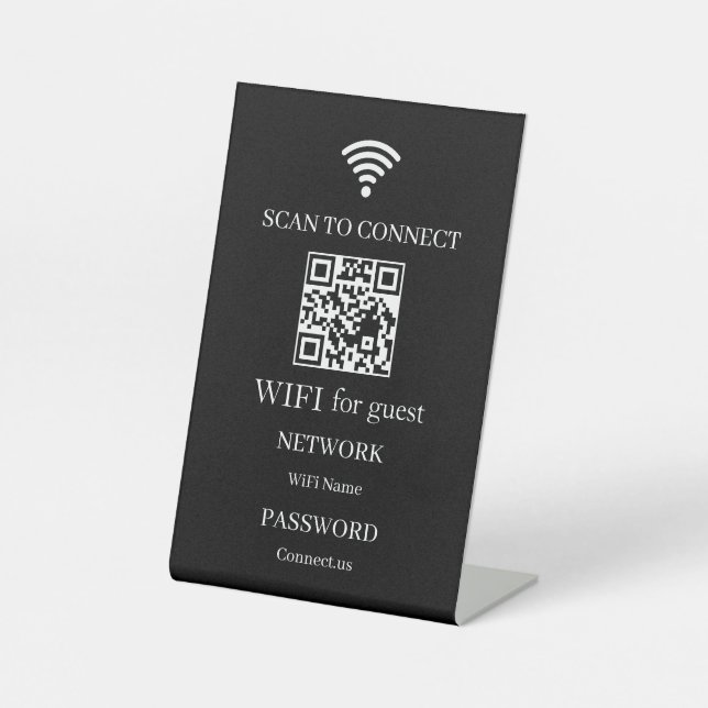 Personalized WiFi QR Code Network Display Pedestal Sign (Front)