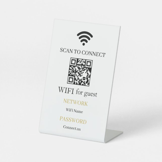 Personalized WiFi QR Code Network Pedestal Sign (Front)