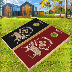 Personalized Wild Cat On Party Wedding Family  Cornhole Set