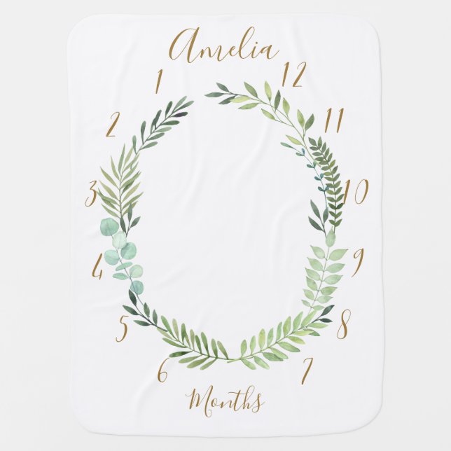 Personalized Wild Floral Wreath Baby Blanket (Front)