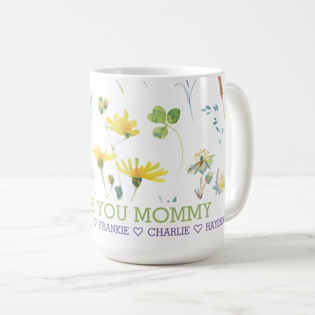 Personalized Wild Flower Add Your Own Text Coffee Mug (Front Right)