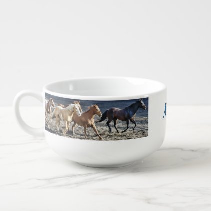 Personalized Wild Horses Running Soup Mug