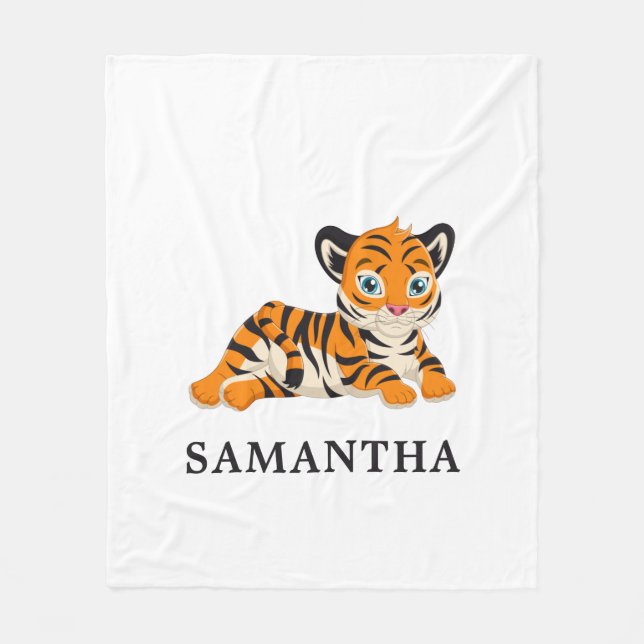Personalized Wild Jungle Safari Tiger Fleece Blanket (Front)