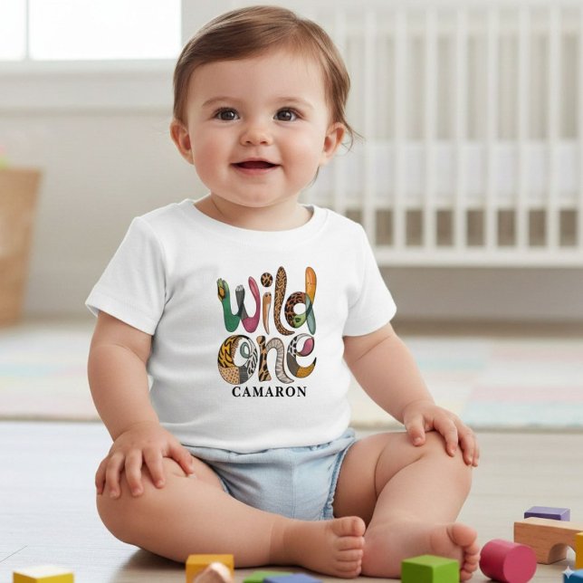   Personalized Wild One 1st Birthday Jungle Baby  Toddler T-shirt (Creator Uploaded)