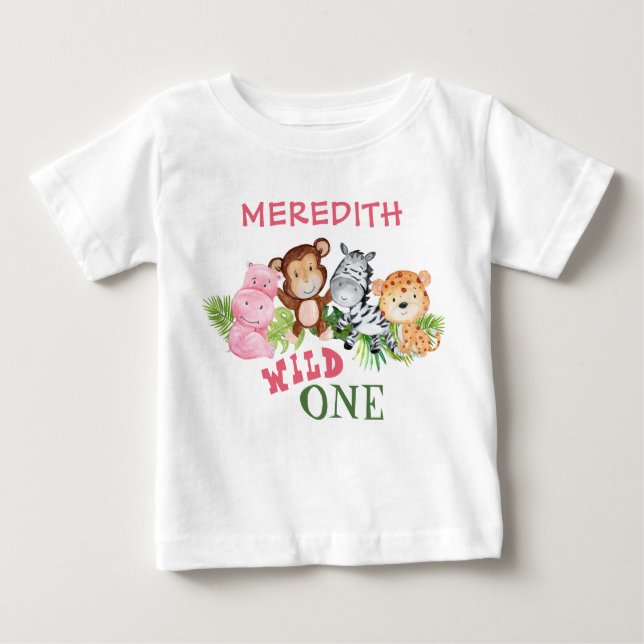 Personalized Wild One 1st First Birthday  Baby T-Shirt (Front)