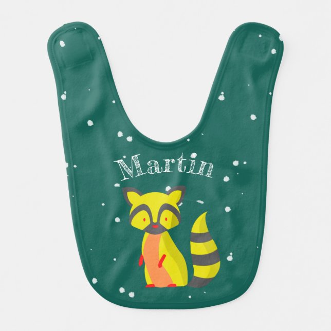 Personalized wild one animal practical green boy  baby bib (Front)