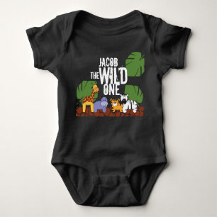 Personalized WILD ONE Blue Safari 1st Birthday Baby Bodysuit