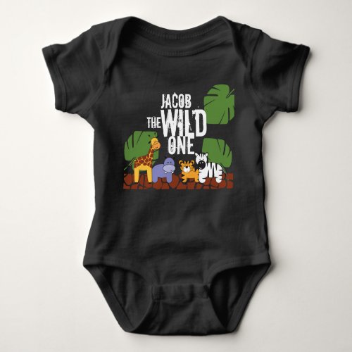 Personalized WILD ONE Blue Safari 1st Birthday Baby Bodysuit