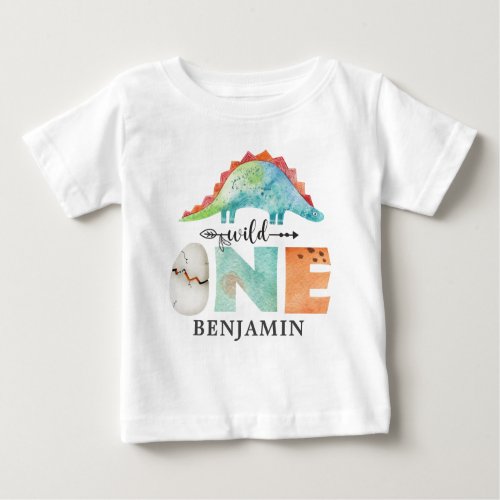Personalized Wild ONE Dinosaur First Birthday Baby Baby T_Shirt